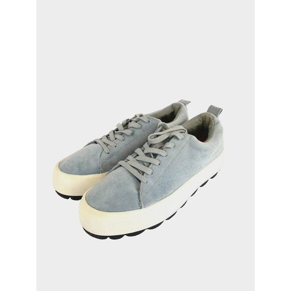 Zara Platform Sneakers Bamba Sky Blue Velvet Platform Shoes SZ 40 US 9 - Picture 2 of 9
